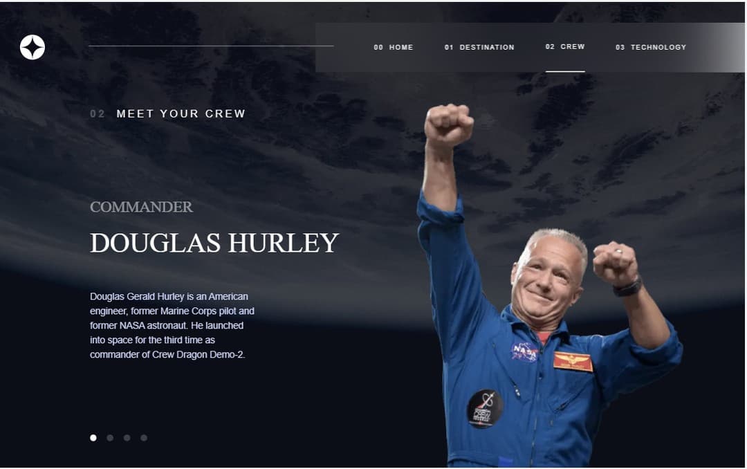 screenshot space-tourism-website crew page desktop view image