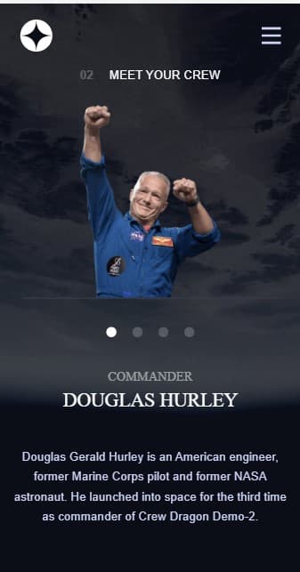 screenshot space-tourism-website crew page mobile view image