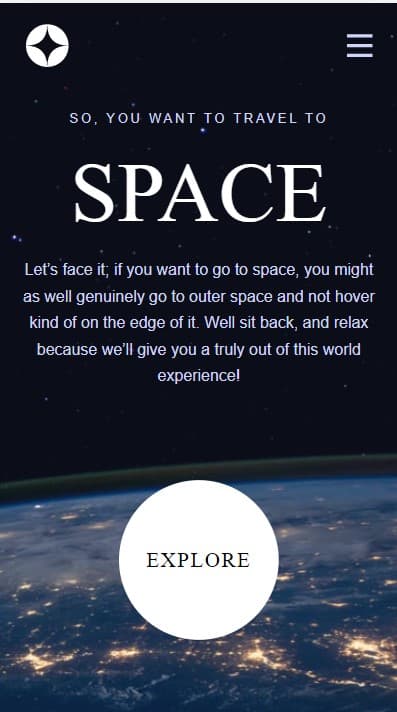 screenshot space-tourism-website home mobile view image