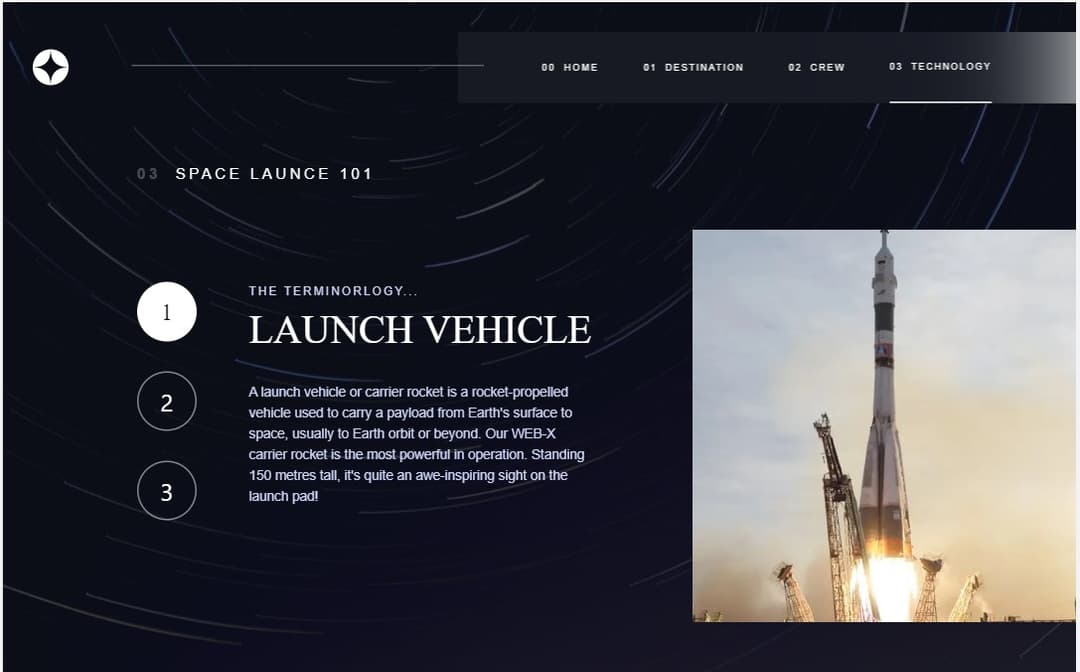 screenshot space-tourism-website tech page desktop view image
