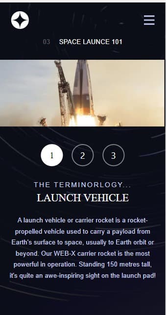 screenshot space-tourism-website tech page mobile view image